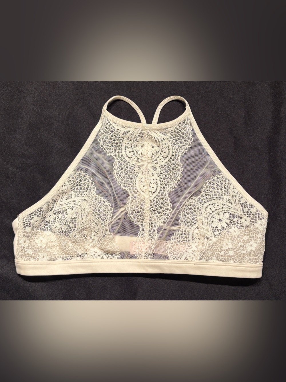 Victoria's Secret Ivory Lace High-Neck Bralette-Medium